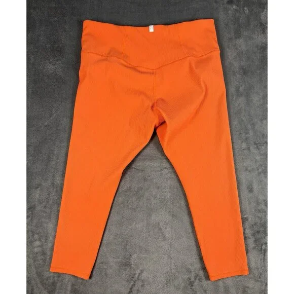 Athleta Alicia Keys Colab Women's Pull On Ribbed Orange Leggings Plus Size 3X - Picture 2 of 7